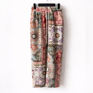 Le Nove Made in Italy Multicolor Patchwork Drawstring Pants S/M NWT